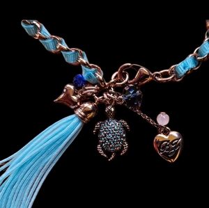 🐢🌻Betsey Johnson Turtle Blue Ribbon Charm Bracelet - NWOT🌻🐢